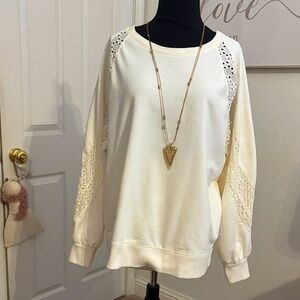 BIG DIVORCE SALE Cream eyelette Sleeve Sweatshirt